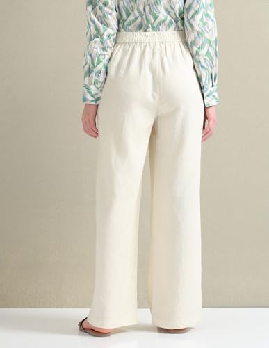 U.S. POLO ASSN. Women's Linen Viscose Wide Leg Trousers (UWSS24TRO112_Black_30)