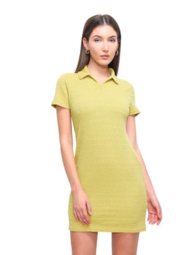 U.S. Polo Assn. Women Women's Textured Fitted T-Shirt Dress (UWSS26DRS228_Mustard_XL)