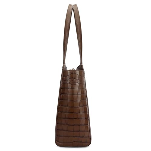 Da Milano Leather Tote Bag for Women - Brown (02020OL)