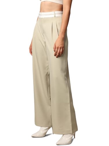 ONLY Women Solid Regular Fit Casual Green Regular Pants