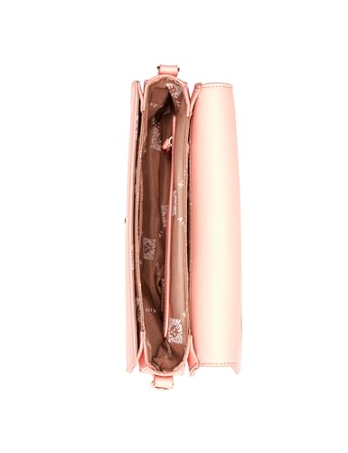 Anne Klein Saddle Shoulder Bag with Logo Web Strap, Mellow Peach, Mellow Peach, Medium
