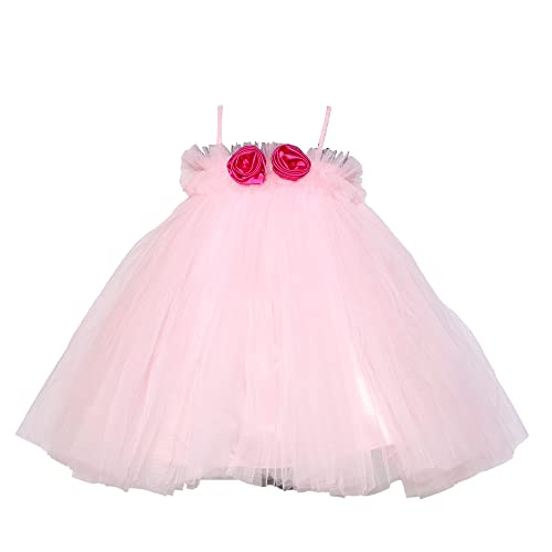 PINK WINGS Baby Girl Net tulle Knee Length Tutu Frock With Headband (6-12 MONTHS, BABY PINK)