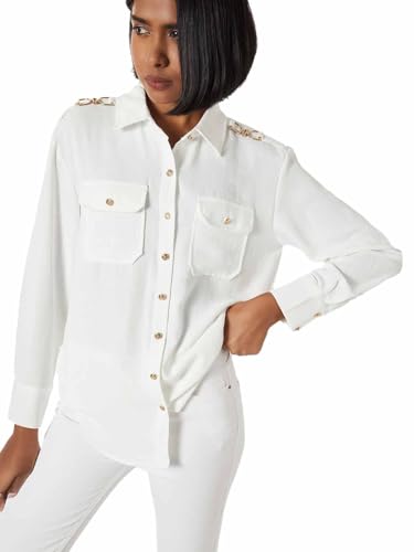 Max Women Textured Regular Fit Shirt (Off White_L)