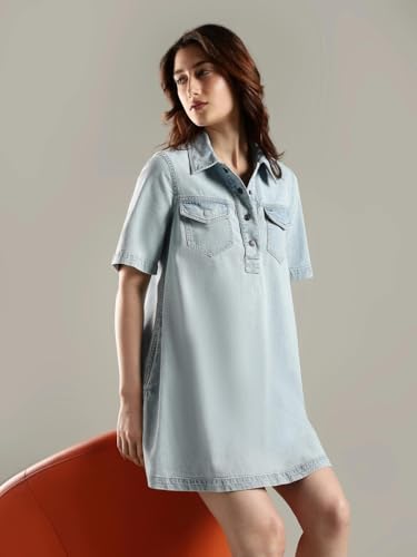 Tommy Hilfiger Cotton Spread Collar Denim Dress