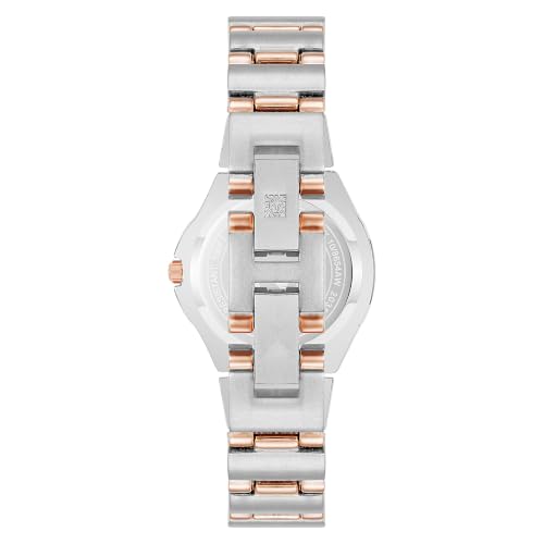 Anne Klein Women's Analog Watch, Brown Sunray Dial with Arabic Numerals, Two-Tone Rose Gold and Silver-Tone Bracelet, 10/8655BNRT