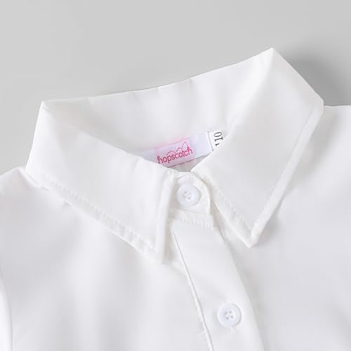 Hopscotch Girls Shirt Collared Dress with Denim Waistcoat in White Color for Age (3-4 Years)