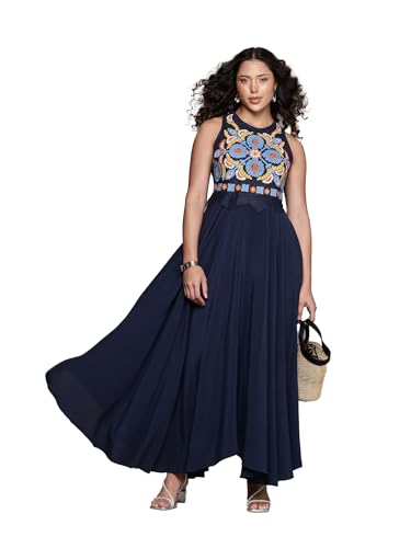 Label RITU KUMAR Blue Carina Crepe Long Dress