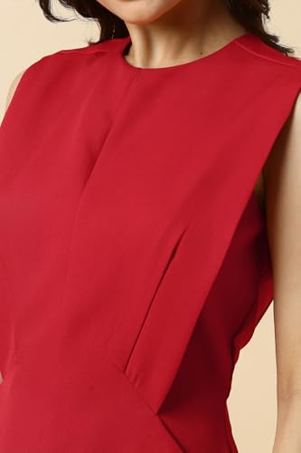 Allen Solly Women's Polyester Modern Mid-Thigh Length Dress (AHDRWRGP683128_Red