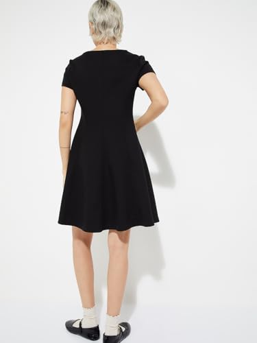 Max Women's Cotton Blend Modern Below The Knee Dress (W25DRS05_Black