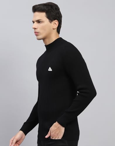 Monte Carlo Mens Black Solid High Neck Full Sleeve Pullover (1240567TN-118-46)