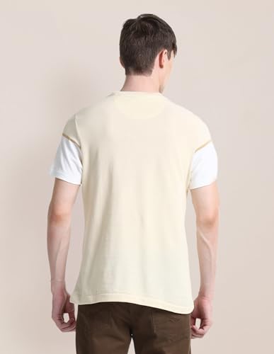 U.S.POLO ASSN. Men's Color Block Fitted T-Shirt (USTSH2021 Beige