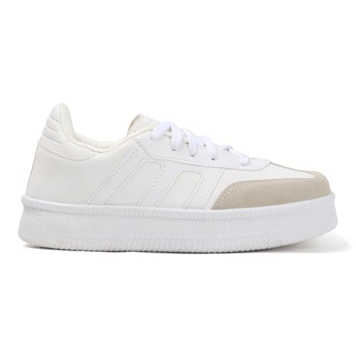 Vendoz Women Sneaker | Cushioned Insole for Comfort | Stylish Lace-Up Design | Lightweigh & Perfect for Casual Outfit for Girls CNV7030WT-36 White