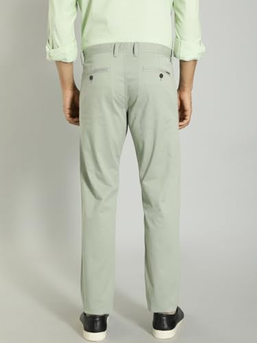 Indian Terrain Brooklyn Fit Stretch Cotton Trouser for Men, Ash Green, 30