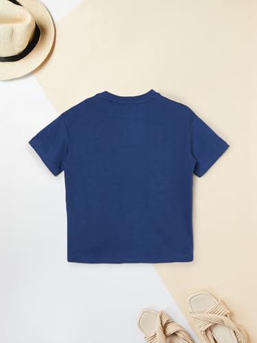 Max Girls Mickey Mouse Print Oversized T-Shirt (Blue_12-14 Y)