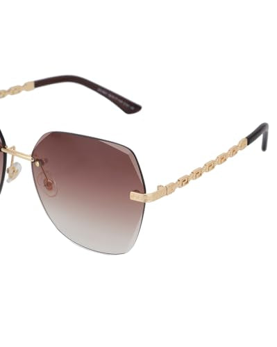 Carlton London Premium Gold with Brown Toned & UV Protected Lens Oversized Sunglass for women - SaumyasStore