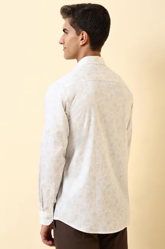 Allen Solly Men Beige Print Full Sleeves Formal Shirt