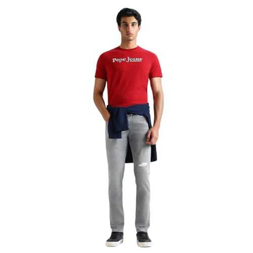 Pepe Jeans Men's Slim Fit T-Shirt (PM509820_Ruby RED