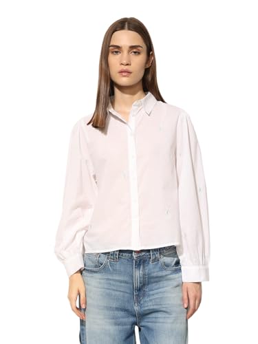 ONLY Women's Solid Regular Fit White Shirt