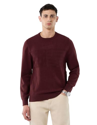 U.S.Polo Association Men's Graphic Patterned Knit Regular Fit Sweater (USSWE2437_Maroon_XL)