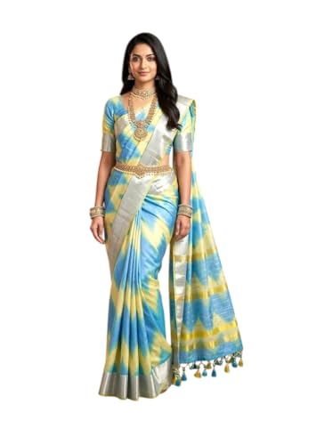 VFCollections - Pochampally Ikkat Pattu Cotton Saree with Blouse Piece For Women (VFC174-3) (VFC174)