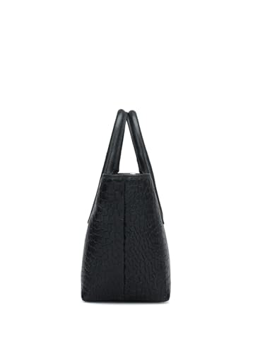 Da Milano Genuine Leather Black Satchel (Small) (01622)