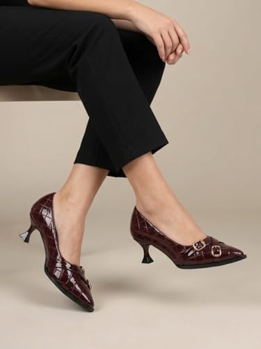 ELLE Women Fashion Pump,Wine,UK-4