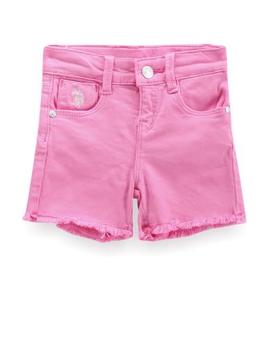 U.S. POLO ASSN. Girls Unfinished Hem Solid Shorts Pink