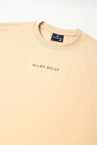 Men Beige Textured Crew Neck T-Shirt