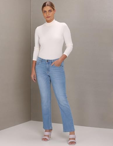 U.S. POLO ASSN. Women's High Rise Washed Flared Jeans (UWAW22JN039_Blue_30)
