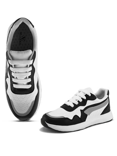 XE Looks Women's Black Sneakers | Trendy Textured Design with Lace-Up Closure | Lightweight & Stylish Sneaker Shoes For Girls & Women