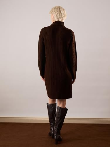 Sassafras Women Brown Acrylic Wool Turtle Neck Short Dress S