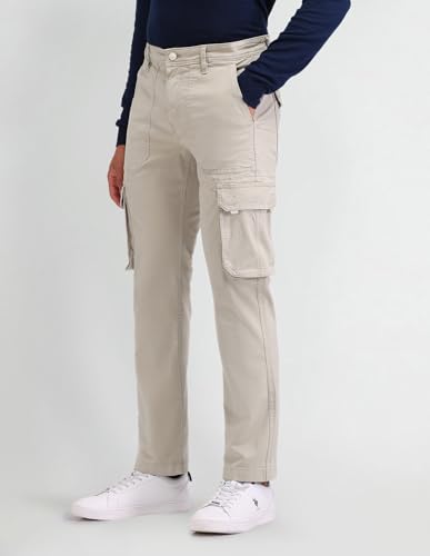 U.S. POLO ASSN. Mens Straight Fit Overdyed Cargos (UDTROO001_Stone_30)