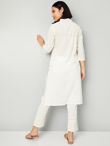 Max Women Embroidered Straight Kurta, Beige, XXL