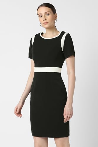 Van Heusen Women's Polyester Blend Modern Mid-Thigh Length Dress (VWDRCRGPV94357_Black