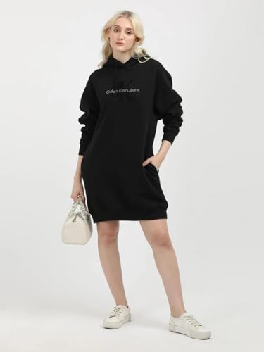 Cotton Hooded Neck Sweatshirt Dress
