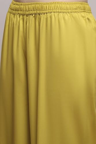 Biba Women Lime Green Chanderi Straight Dyed Suit Set_42