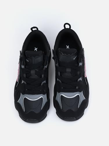 XTEP Black & Grey Colourblocked Retro Casual Shoes for Women -Euro 35