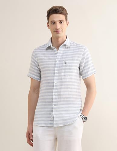 U.S.Polo Association Men's Horizontal Striped Regular Fit Shirt