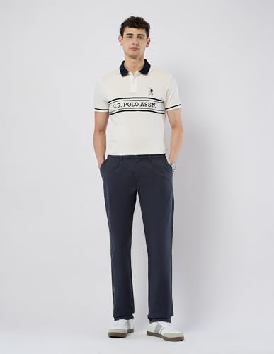 U.S.Polo Association Men's Mid Rise Riley Straight Fit Trousers (USTRO044R_Navy_30)