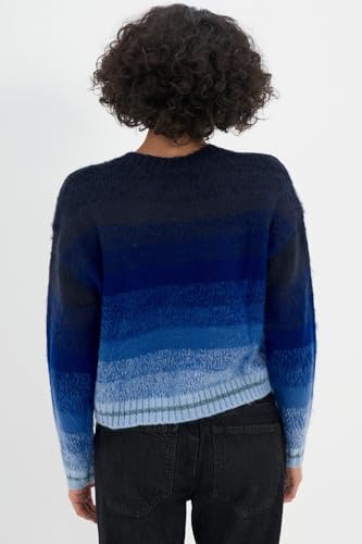 American Eagle Women Blue Boxy Striped Sweater
