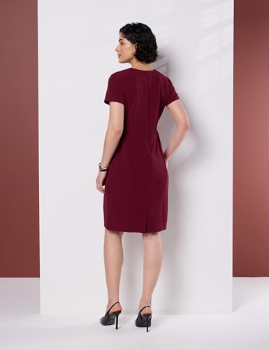 Symbol Premium Women's Sheath Dress (Knee Length | Desk-to-Dinner) (Available in Plus Sizes) (SBP-SS25-WDR-119_Maroon_4XL)