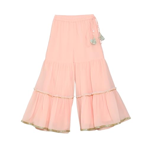 BIBA Girls SOLID; EMBROIDRED GATHERED KID(KWROYAL GARDEN5864_AQUA BLUE_5)