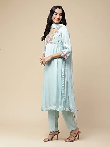 Aarke Ritu Kumar Blue Embroidered Kurta With Pant And Dupatta