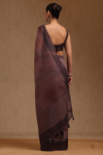 Soch Womens Earth Chanderi Digital Print Saree
