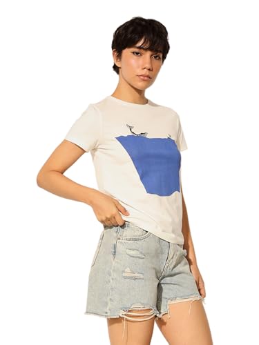 ONLY Women's Regular Fit White T-Shirt