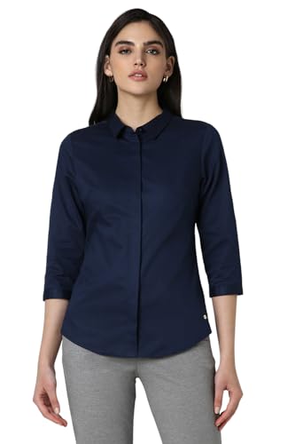 Van Heusen Women's Regular Fit Shirt (VWS4CRGFW06071_Navy