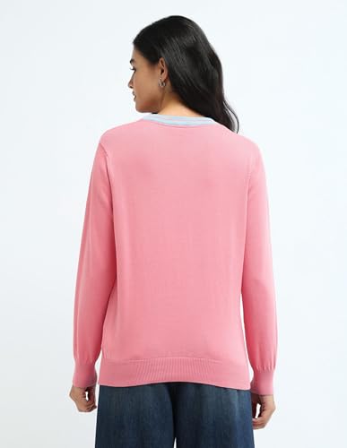 U.S. POLO ASSN. Drop Shoulder Cotton Sweater (UWAW24SWE133_Pink_M)