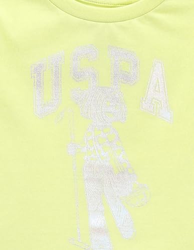 U.S. POLO ASSN. Girls Brand Print Cotton T-Shirt Light Green