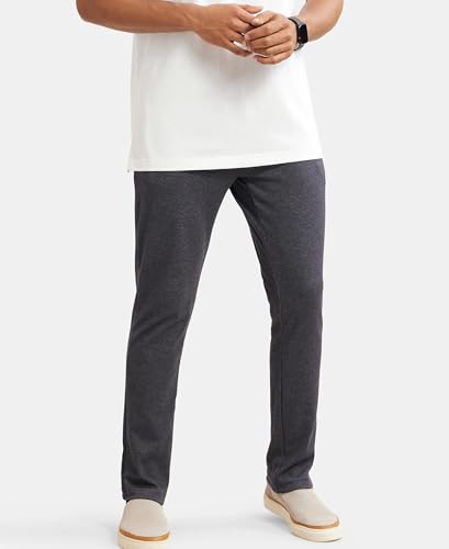 Jockey IM06 Men's Super Combed Cotton Rich Elastane Stretch Slim Fit Solid All Day Pants with Pockets_Navy L