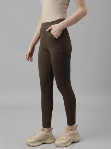 Latin Quarters Women Olive Green Solid High Rise Casual Jegging_S